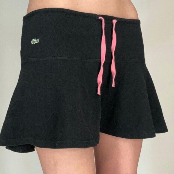 LACOSTE Y2K BLACK SKIRT with pink drawstring NWT  size 10 - Picture 4 of 8